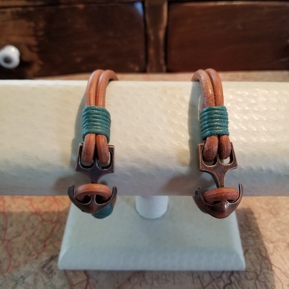 Anchor/Nautical leather bracelet - Picture 5 of 6